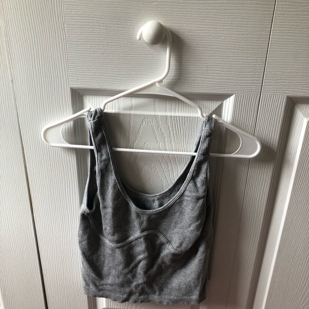 Gray Ribbed Tank Top
